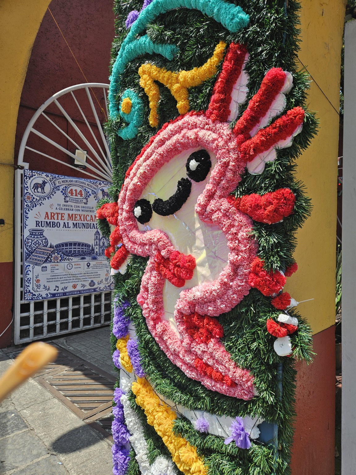A colourful axolotl decoration.